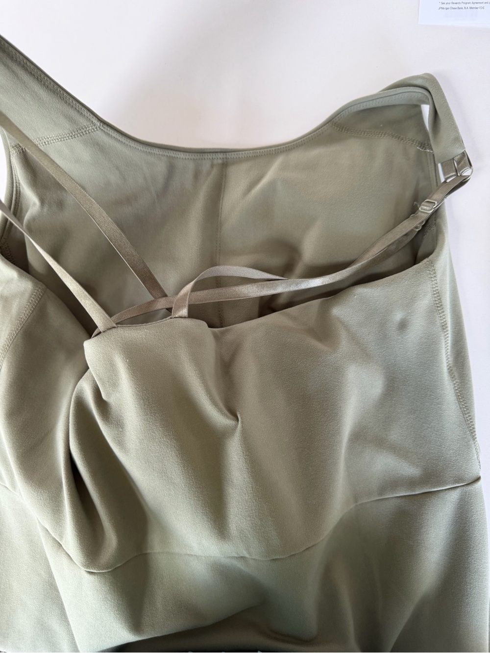 Olive Green Strappy Athletic Dress with Crisscross Back - Picture 5 of 6